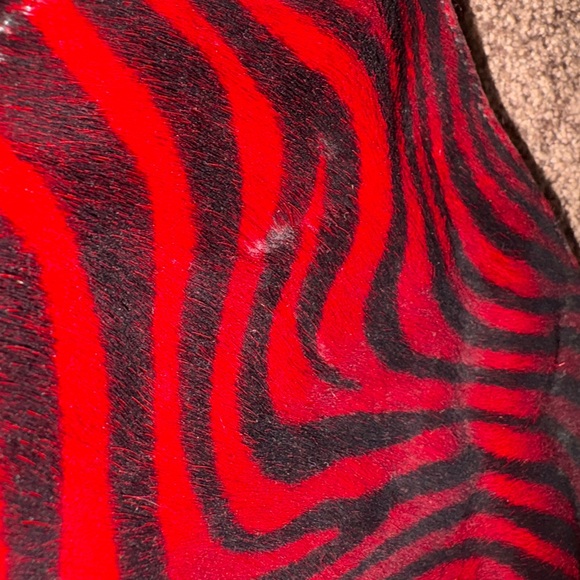 Red & Black (real LEATHER/FUR) Mini Tote Bag - Picture 3 of 9